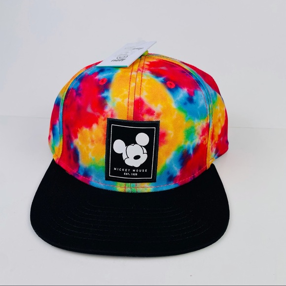 NEFF Disney Collection Mickey Mouse Black Tie Dye Snapback Trucker Hat Cap NWT - Picture 1 of 9